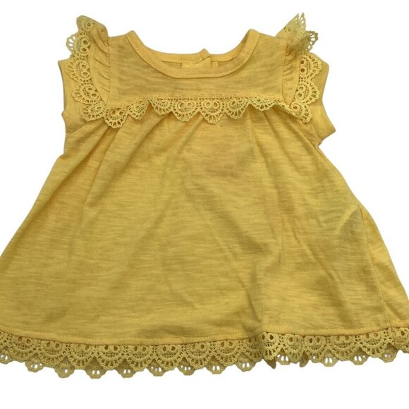 Nannette Kids Yellow Girls Dress 0-3M With Lace Short Sleeve Hem Details Button - Picture 11 of 13